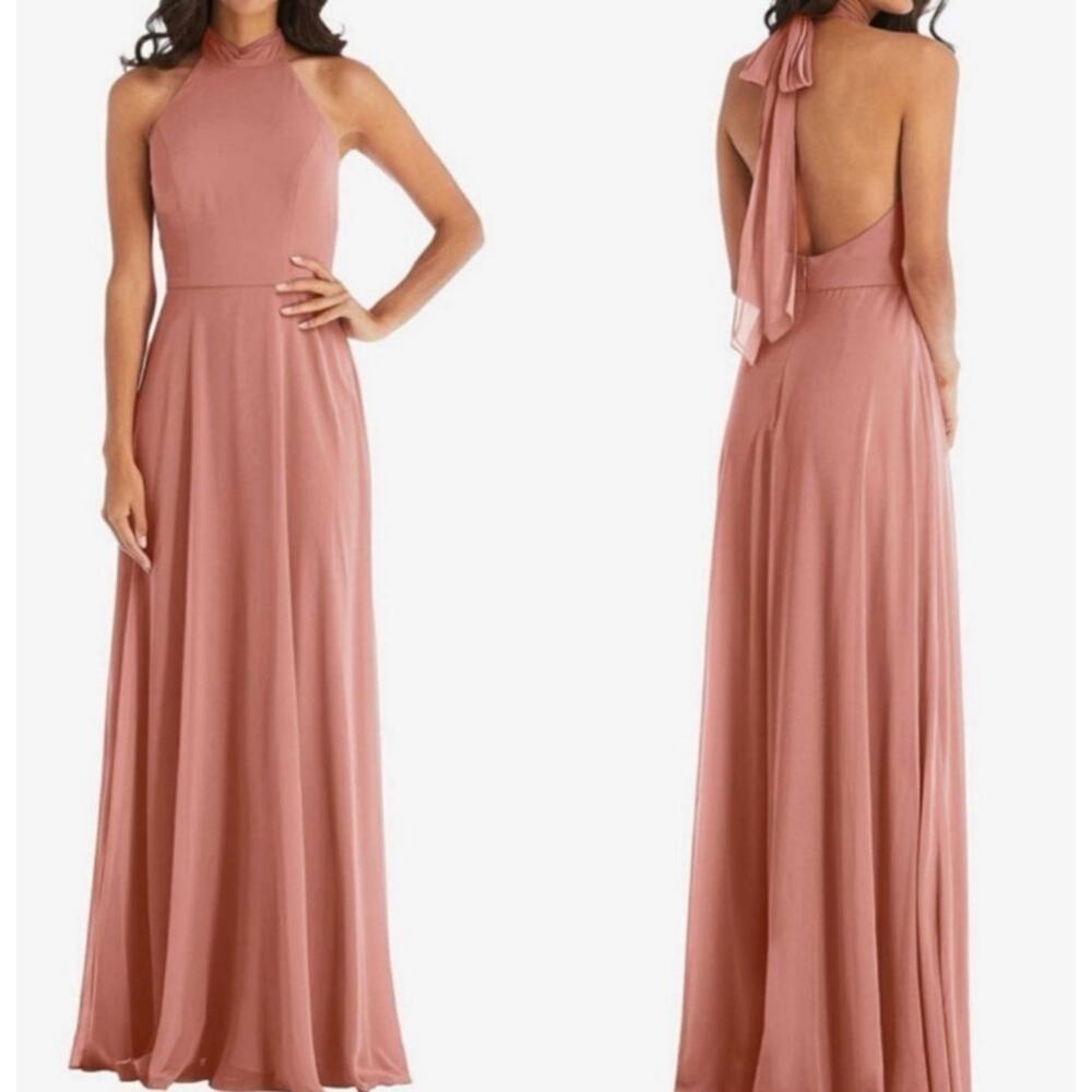 After Six Mauve Halter Open-Back Maxi Dress